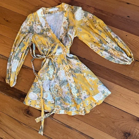 Zimmerman Amelie Wrap Dress Short size 1 - Picture 3 of 7